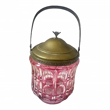 Cestino portaghiaccio in cristallo boemo in stile Art Decò, anni '40