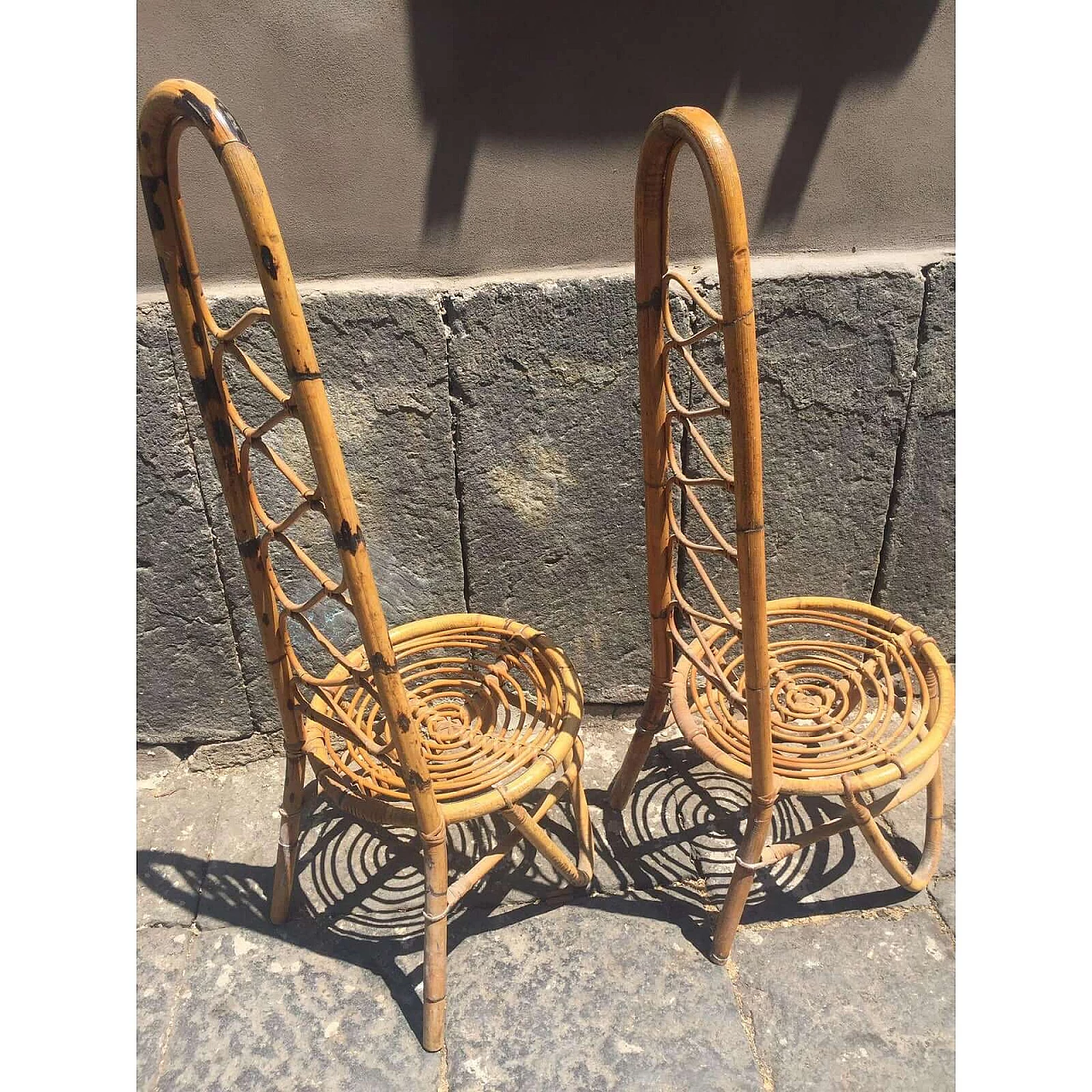 Coppia di sedie in bambù di Pierantonio Bonacina, anni '60 2