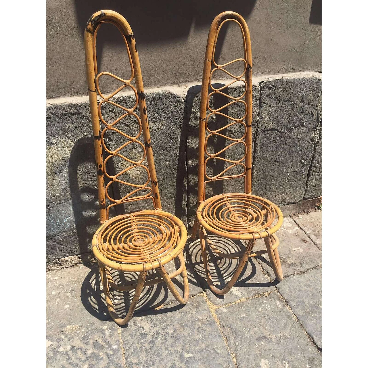 Pair of bamboo chairs by Pierantonio Bonacina, 1960s 10
