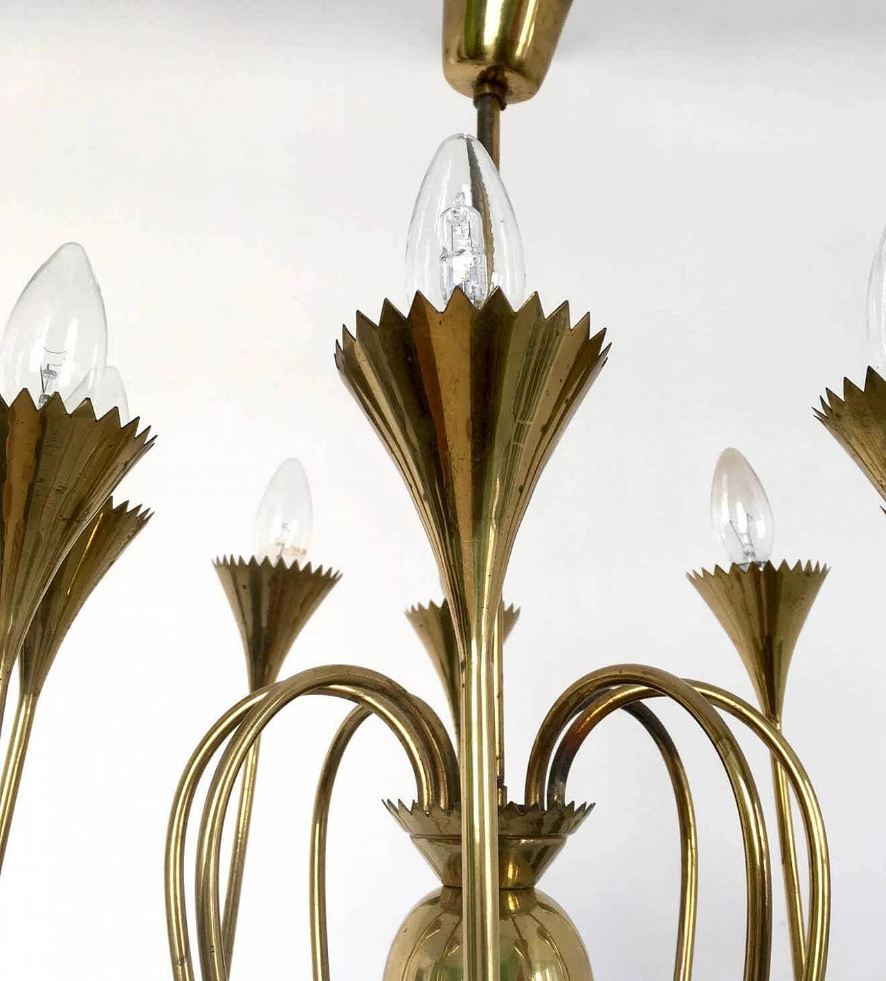 Eight-light brass chandelier attributed to Ulrich, 1940s 2