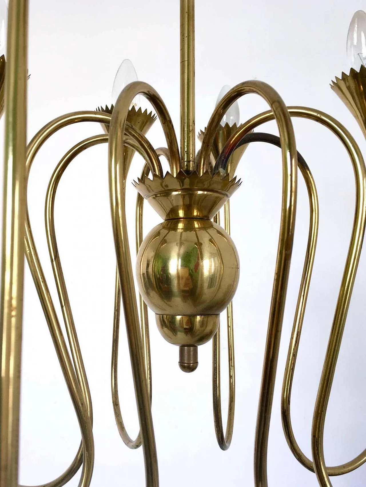 Eight-light brass chandelier attributed to Ulrich, 1940s 3