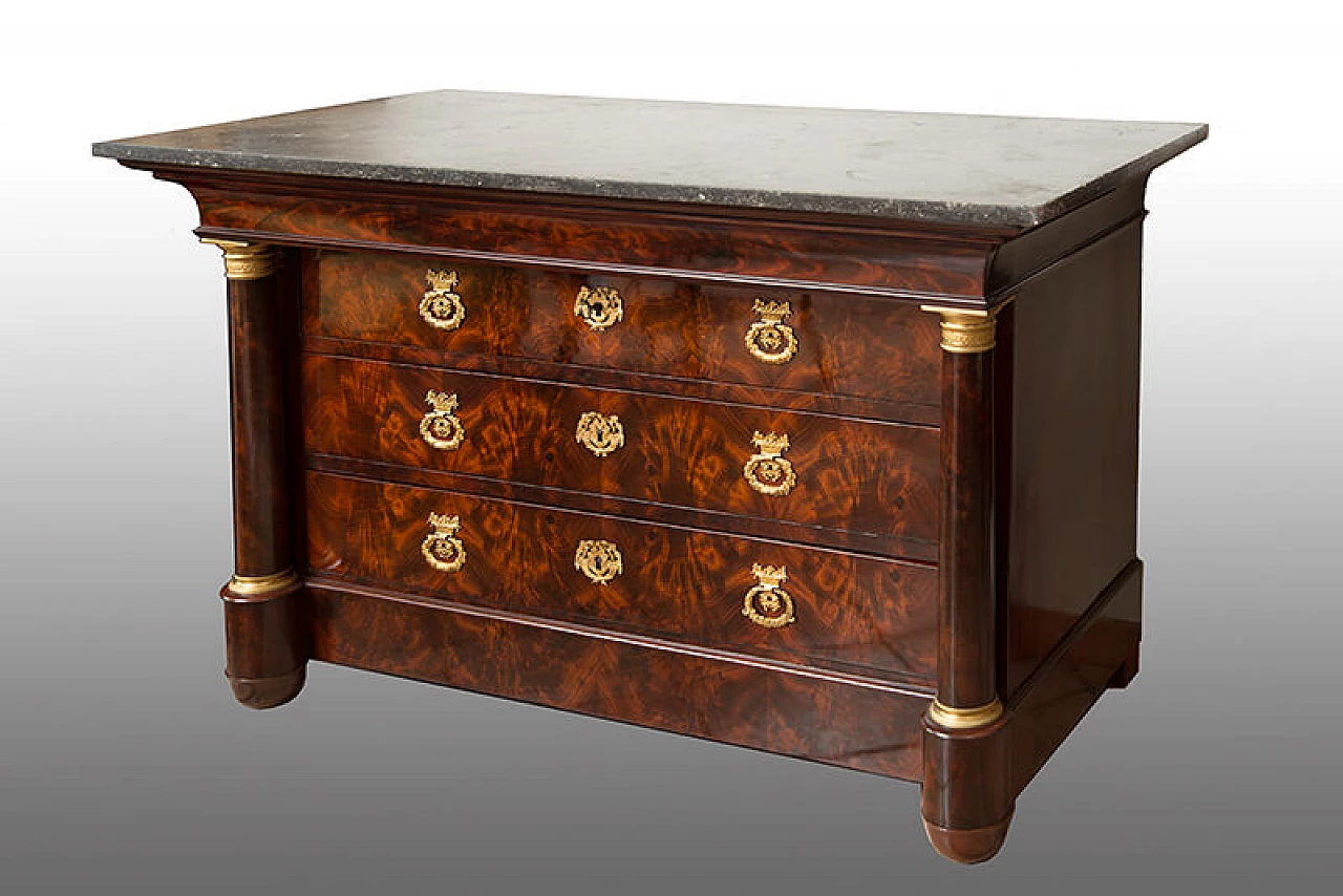 Empire-style mahogany feather chest of drawers, 19th century 1