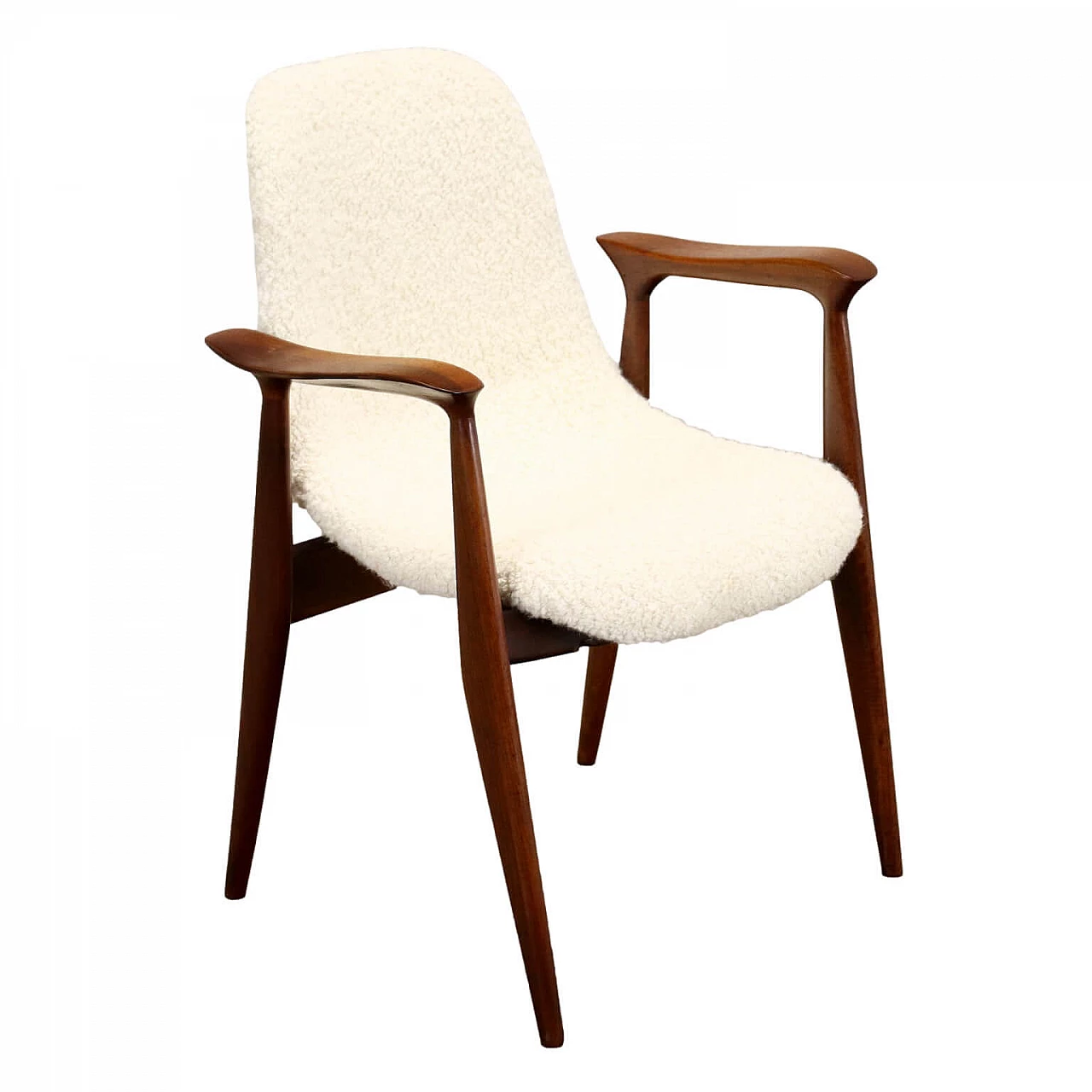 Chair in wood and Dedar fabric, 1960s 1