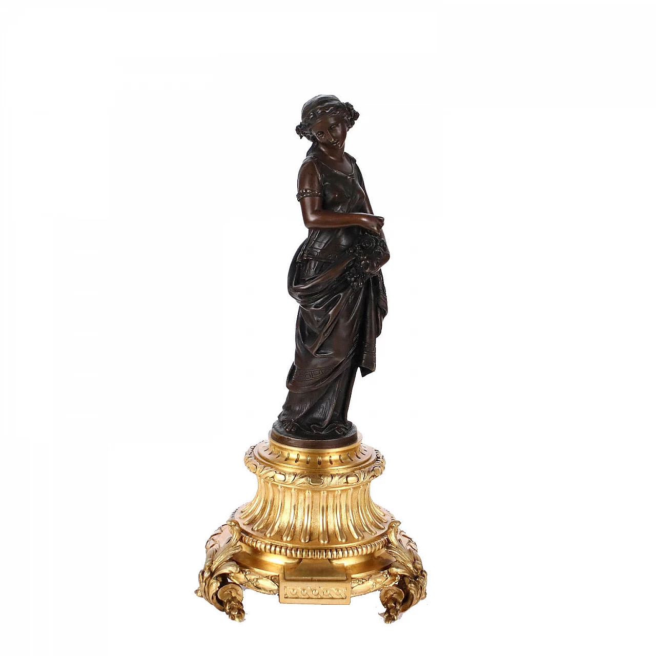 Figura femminile con fiori, Moreau, statua in bronzo, fine '800 1