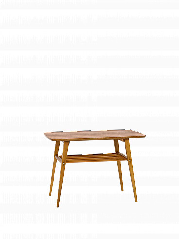 Tavolino in teak con portariviste, anni '60