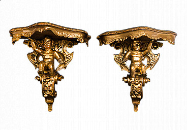 Pair of Genoese gilt and carved wooden corbels, mid-19th century