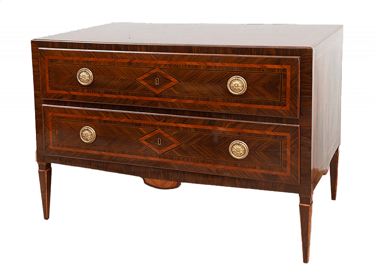 Cassettone Luigi XVI napoletano in radica di noce, metà '700 8