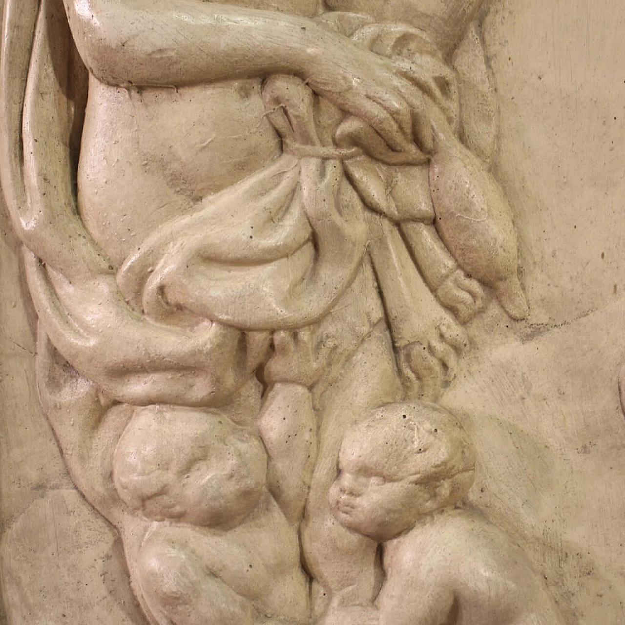 Adamo ed Eva al lavoro, bassorilievo in gesso, anni '60 10