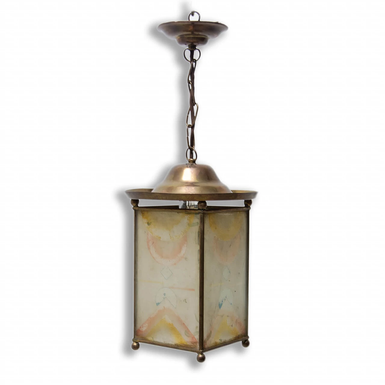 Art Nouveau brass and glass lantern, 1910s 1