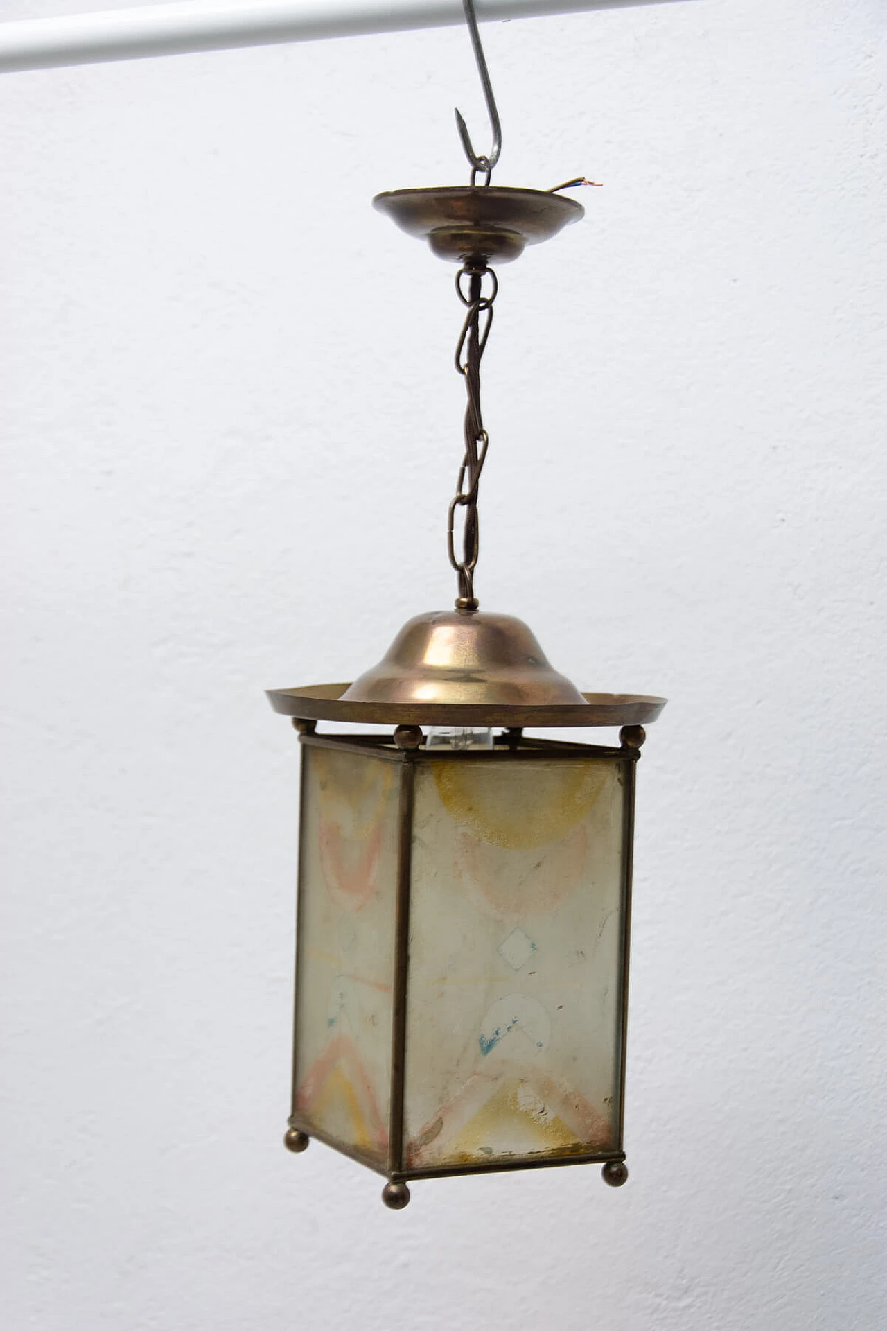 Art Nouveau brass and glass lantern, 1910s 3