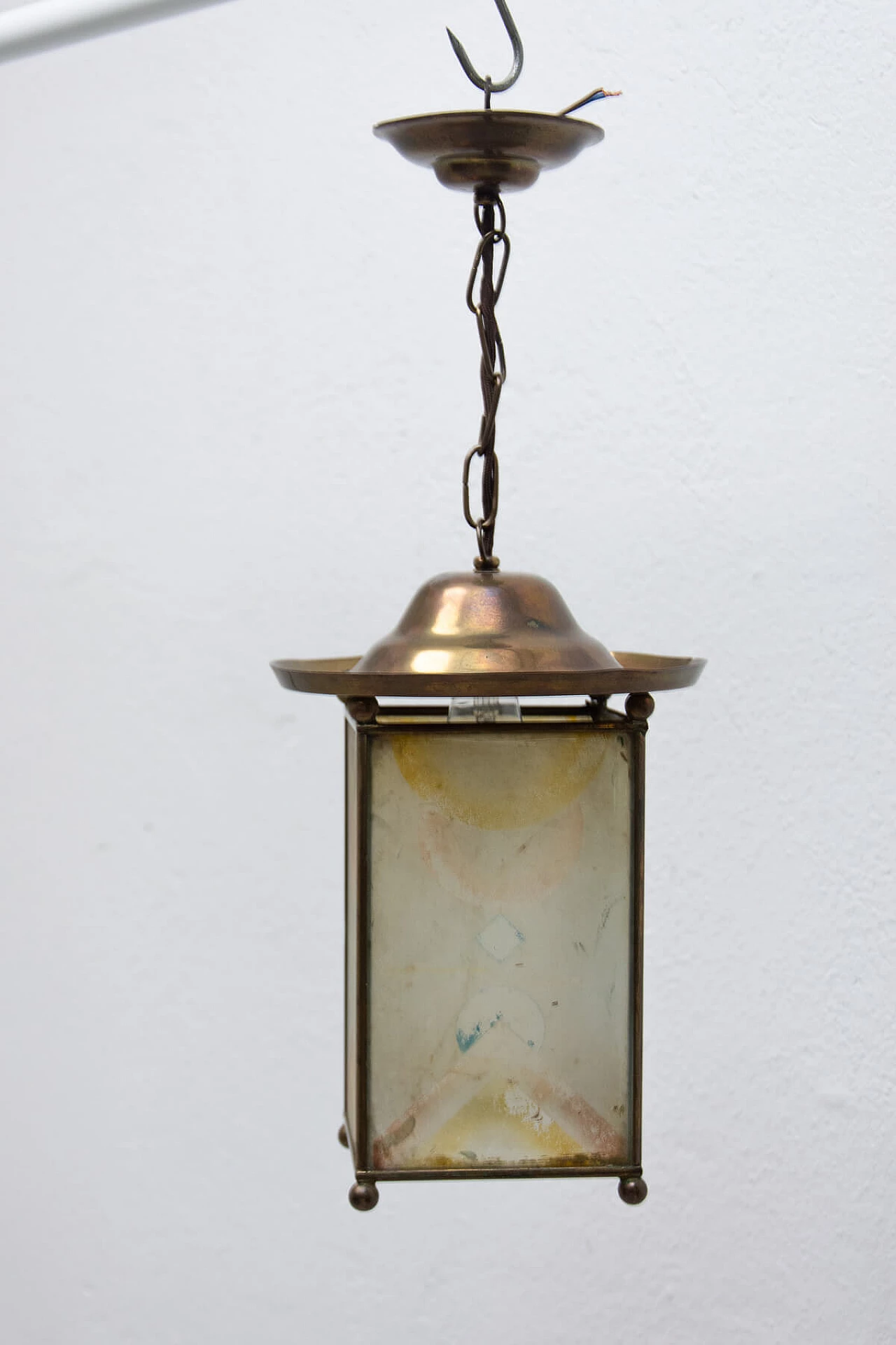 Art Nouveau brass and glass lantern, 1910s 4