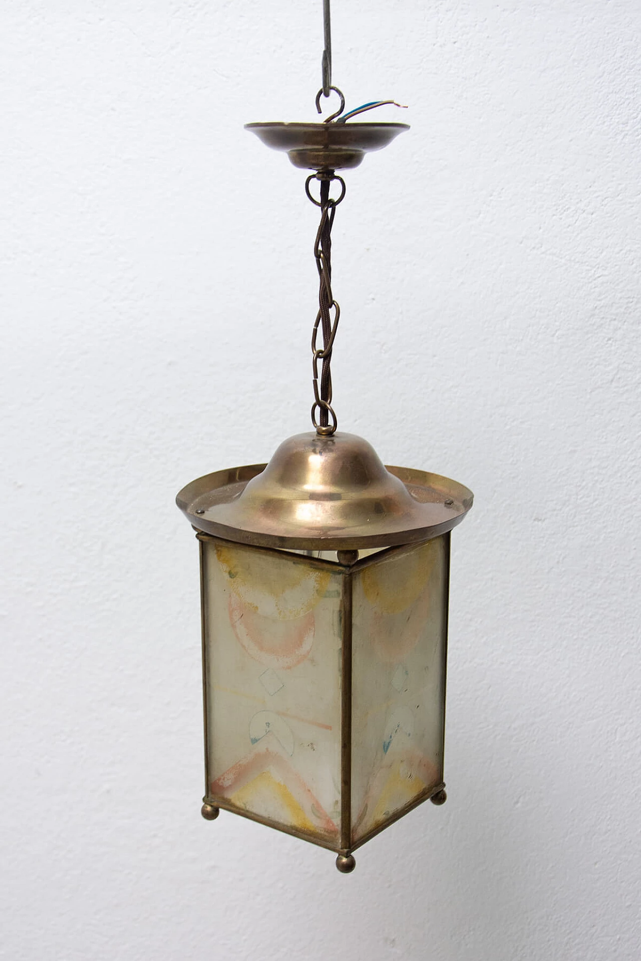 Art Nouveau brass and glass lantern, 1910s 5