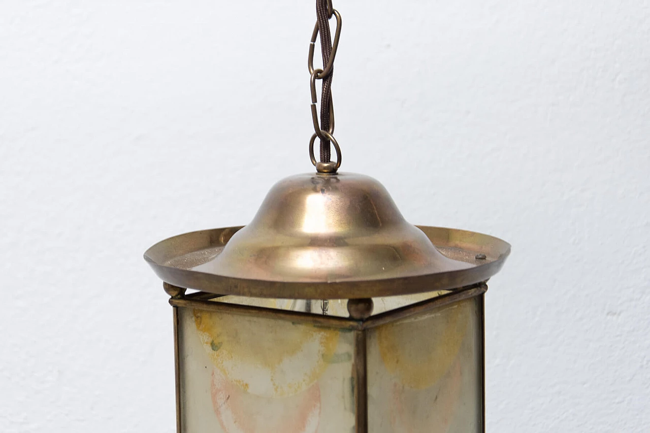 Lanterna Liberty in ottone e vetro, anni '10 9