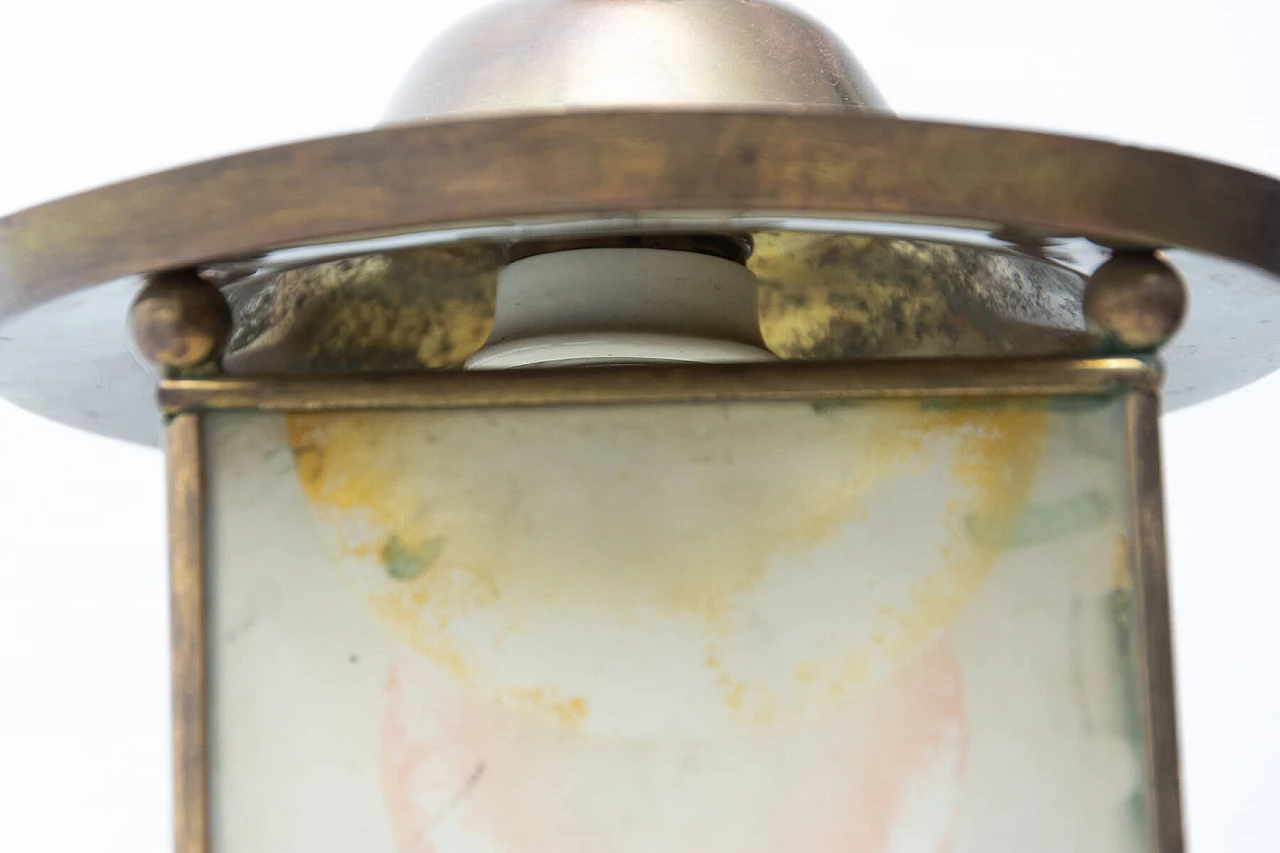 Lanterna Liberty in ottone e vetro, anni '10 12