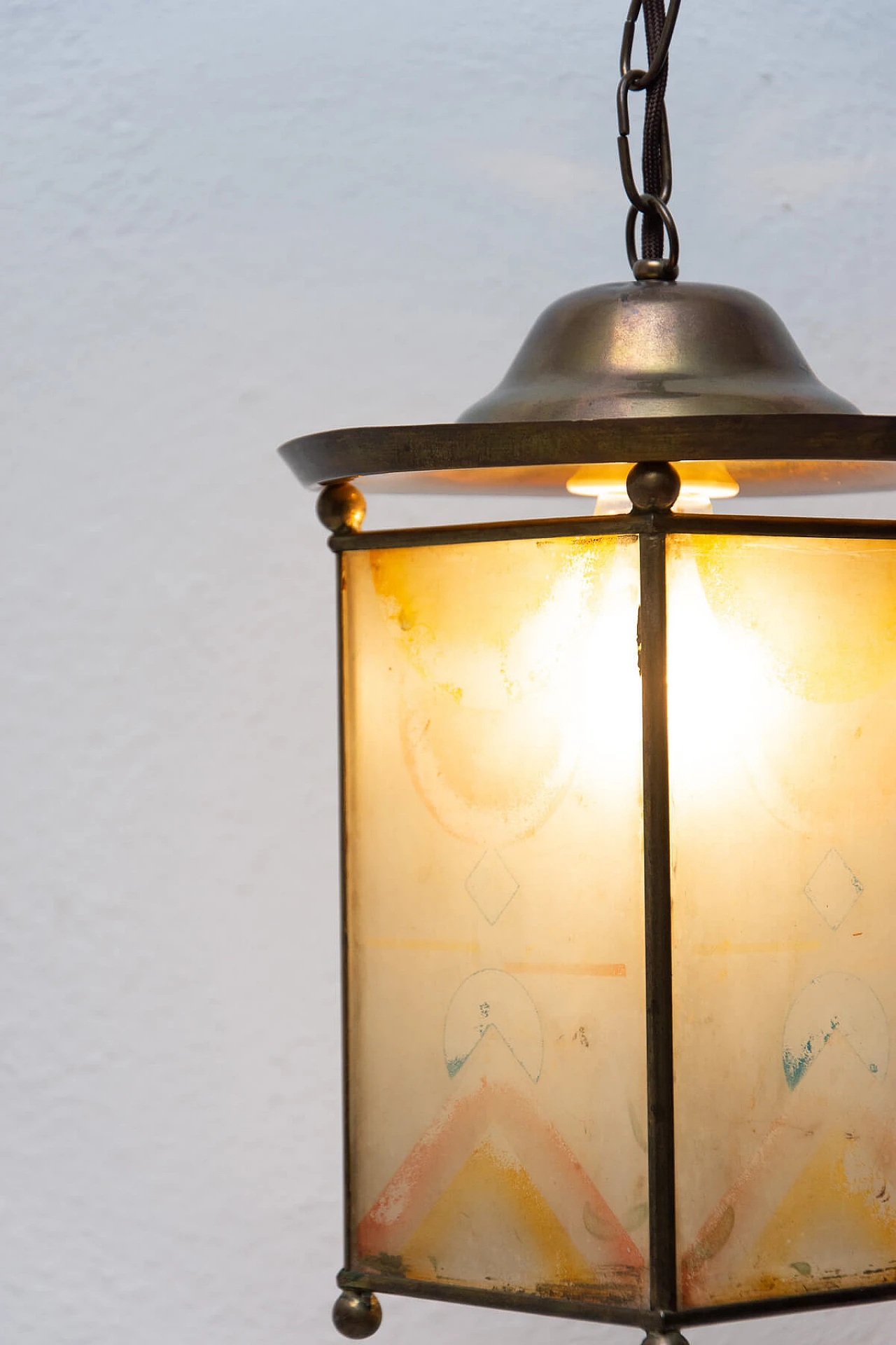 Lanterna Liberty in ottone e vetro, anni '10 14