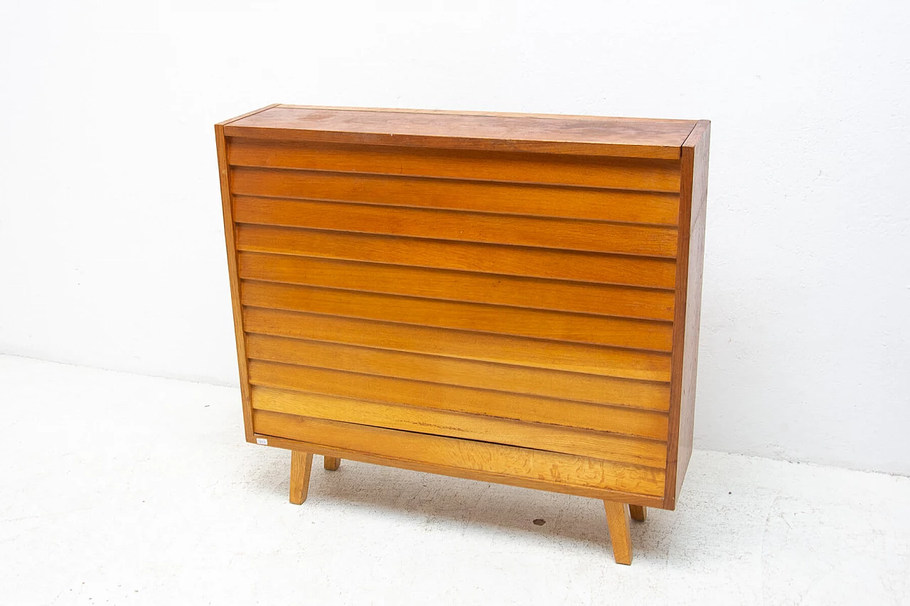 Oak and beech dresser with horizontal slats, 1960s 13