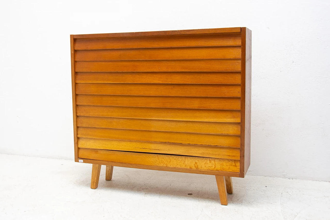 Oak and beech dresser with horizontal slats, 1960s 14