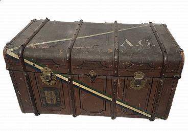 Baule da viaggio rivestito in tela, inizio '800