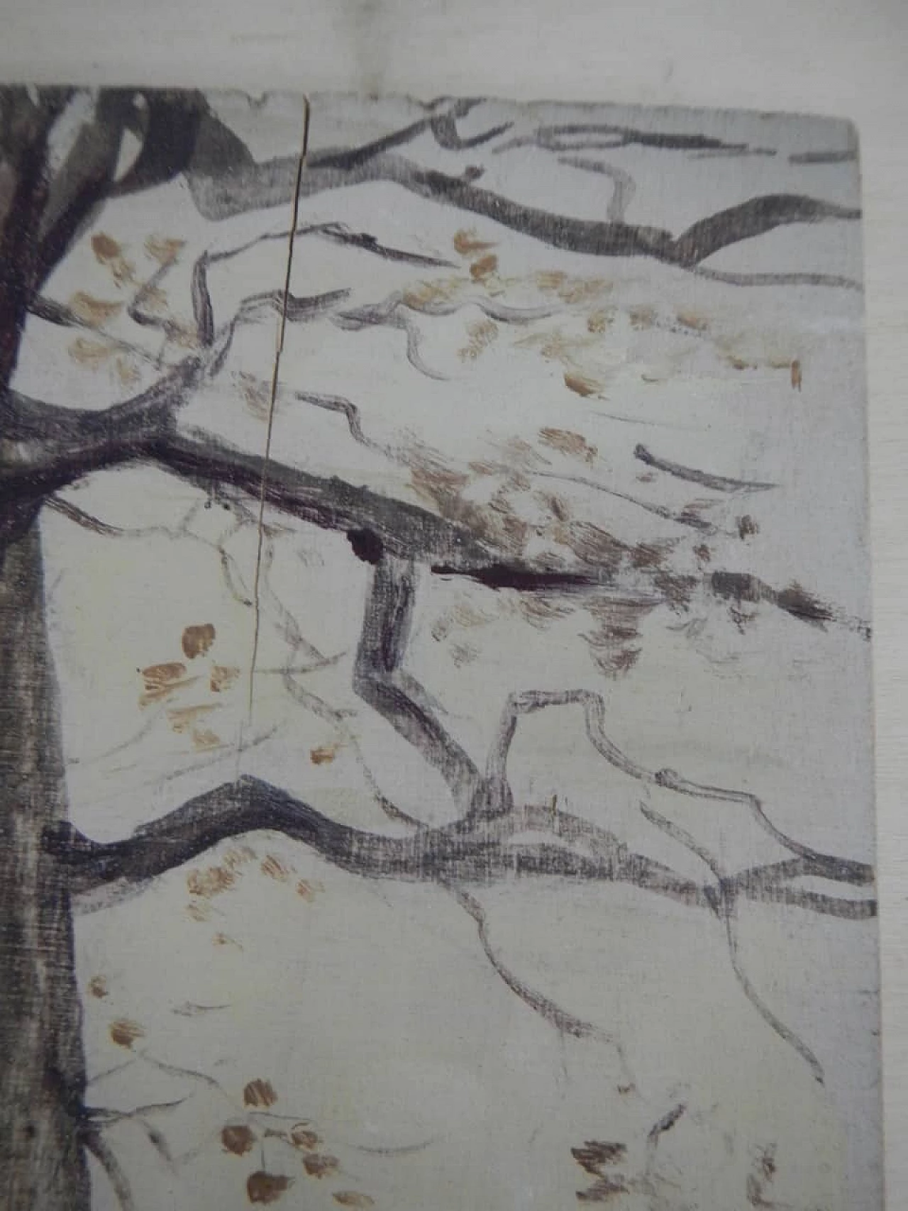 Des Champs, trees, painting on wood, early 20th century 2