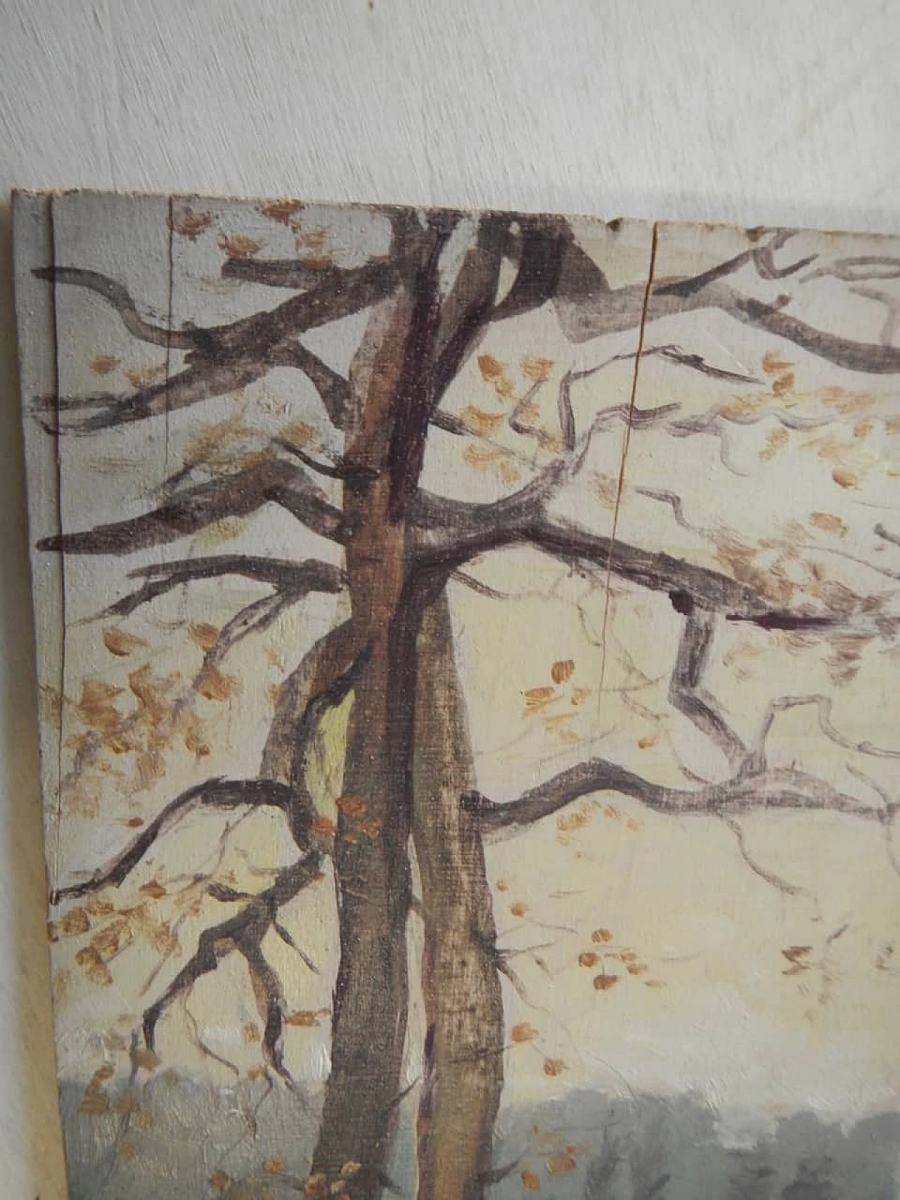 Des Champs, trees, painting on wood, early 20th century 6