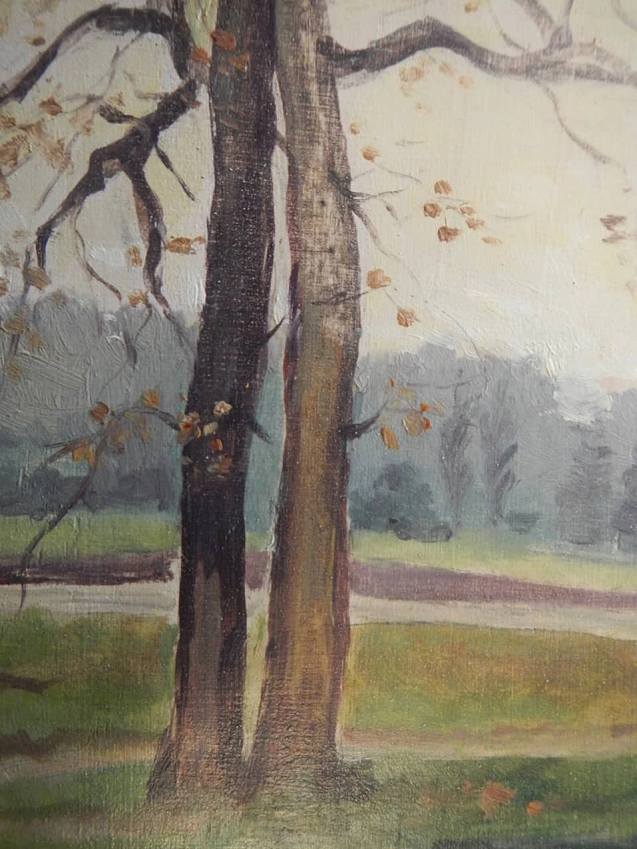 Des Champs, trees, painting on wood, early 20th century 8