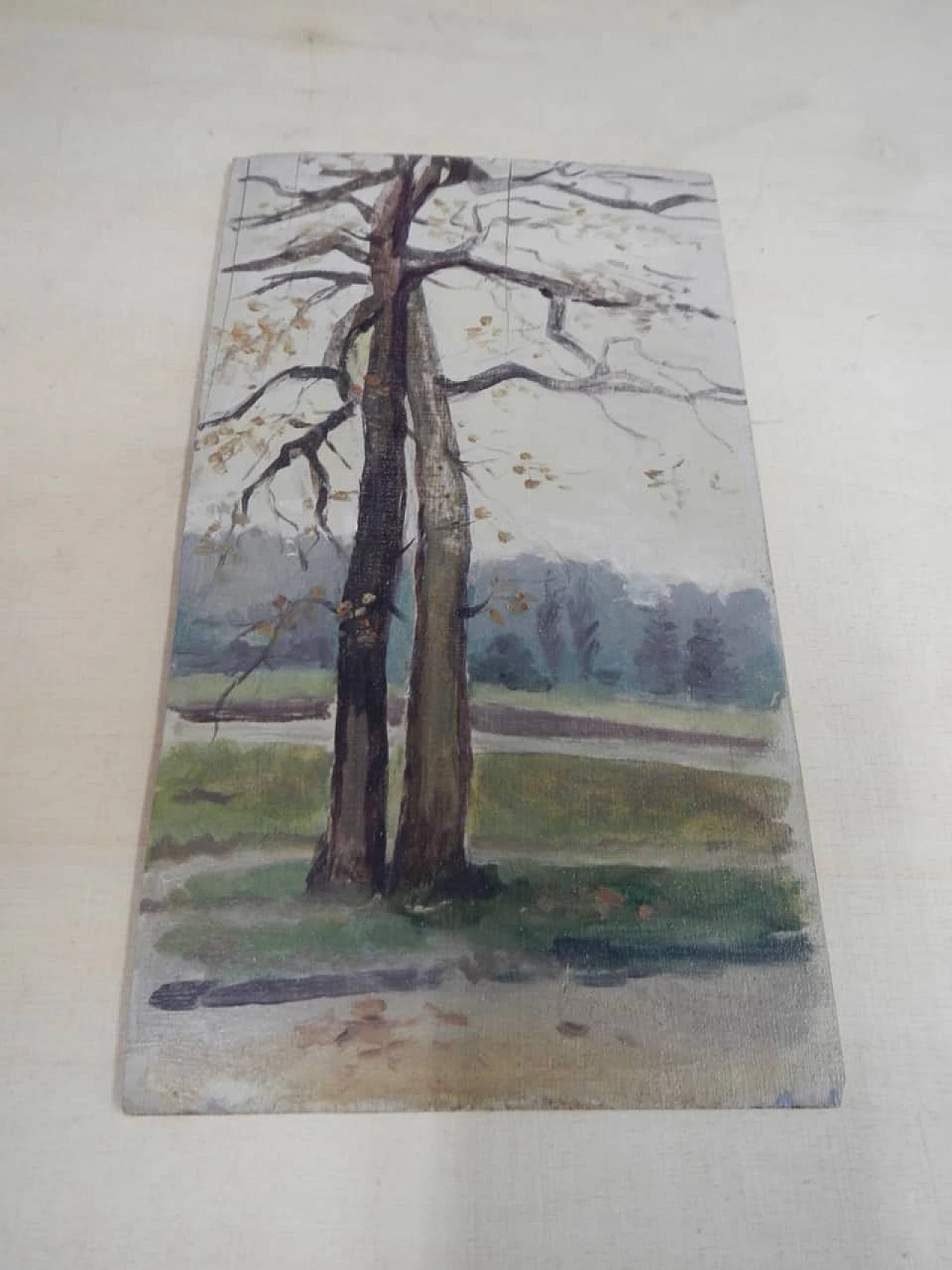 Des Champs, trees, painting on wood, early 20th century 9