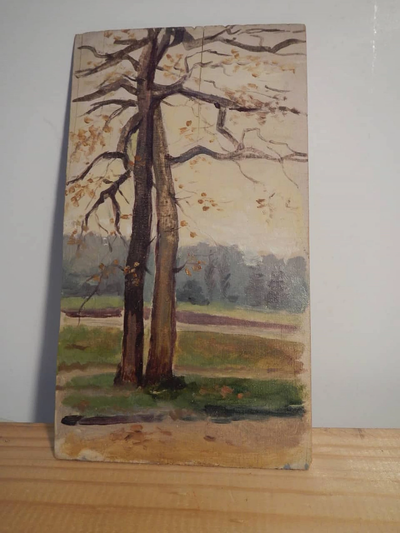 Des Champs, trees, painting on wood, early 20th century 10