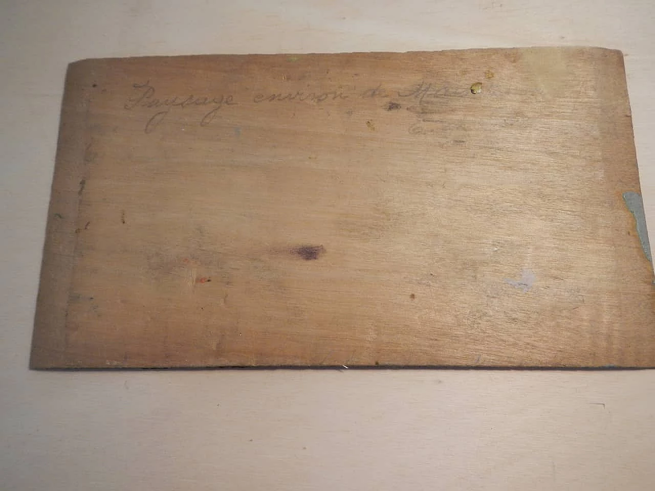 Des Champs, countryside landscape, painting on wood, early 20th century 2