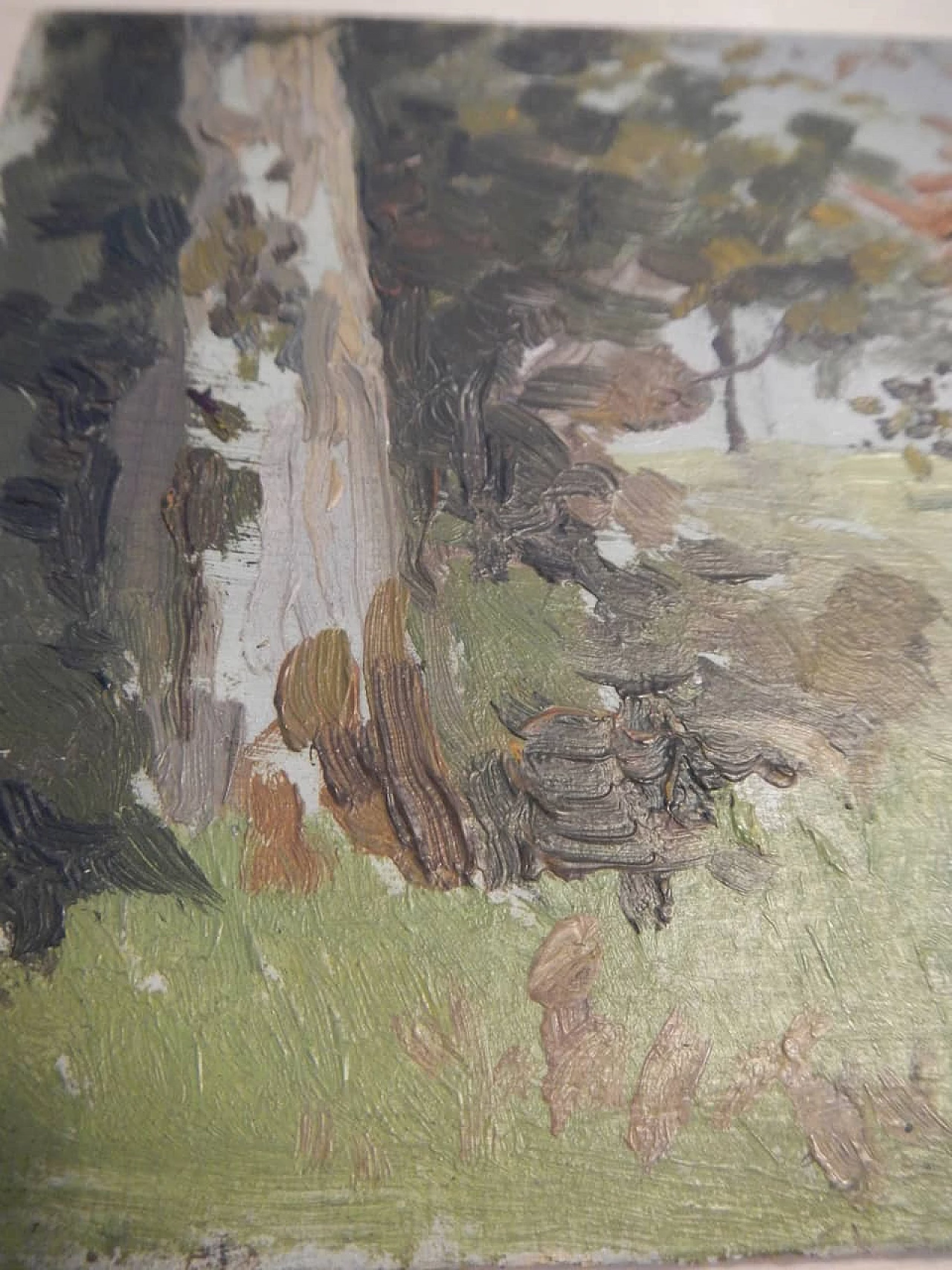 Des Champs, paesaggio di campagna, dipinto su legno, inizio '900 8