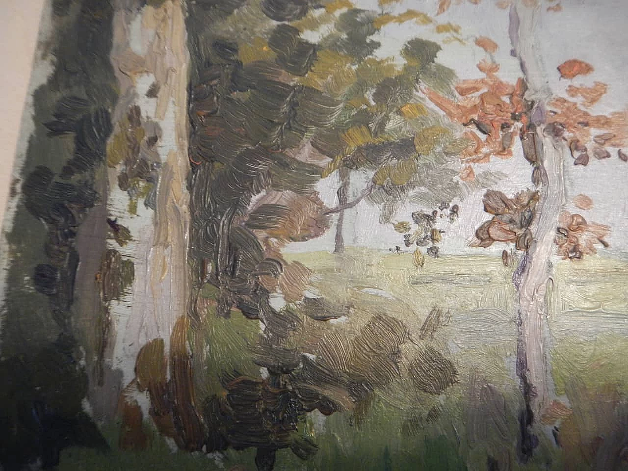 Des Champs, paesaggio di campagna, dipinto su legno, inizio '900 9