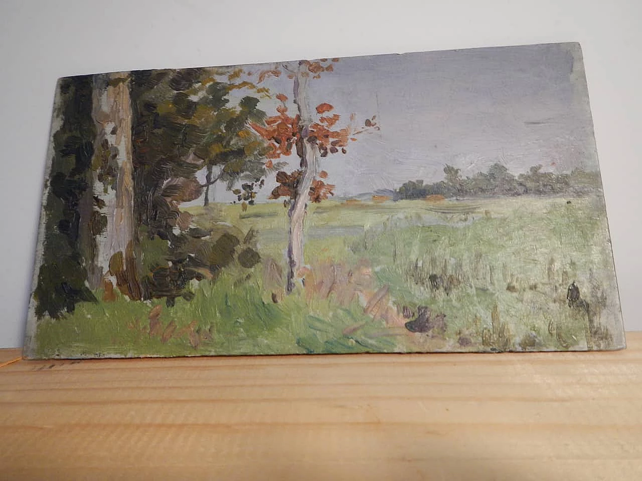 Des Champs, paesaggio di campagna, dipinto su legno, inizio '900 12
