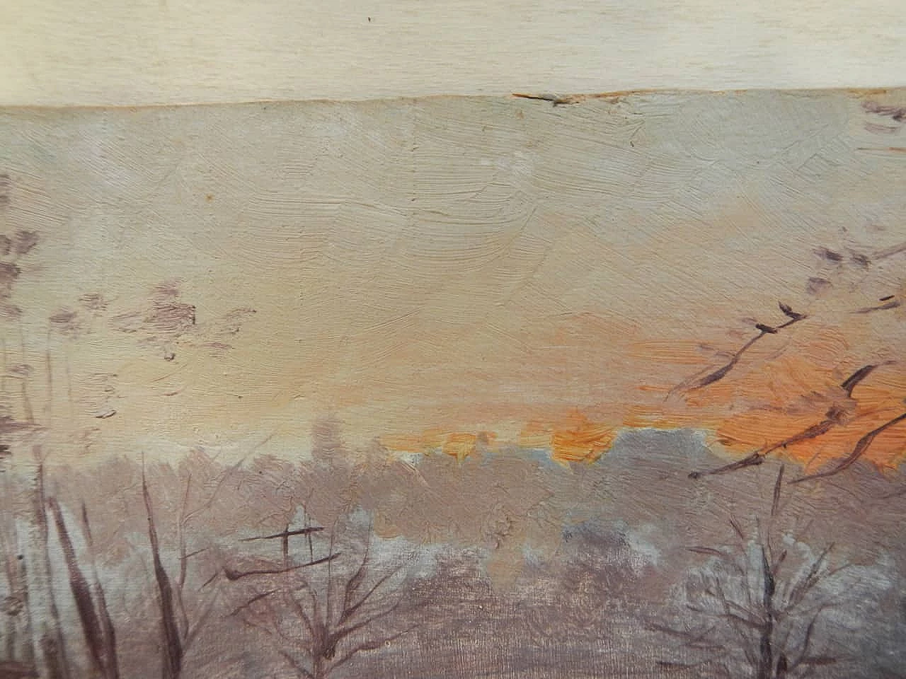 Des Champs, tramonto, dipinto su legno, inizio ‘900 5