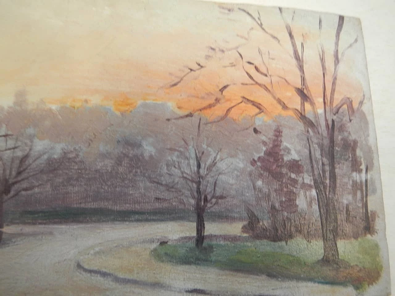 Des Champs, tramonto, dipinto su legno, inizio ‘900 6