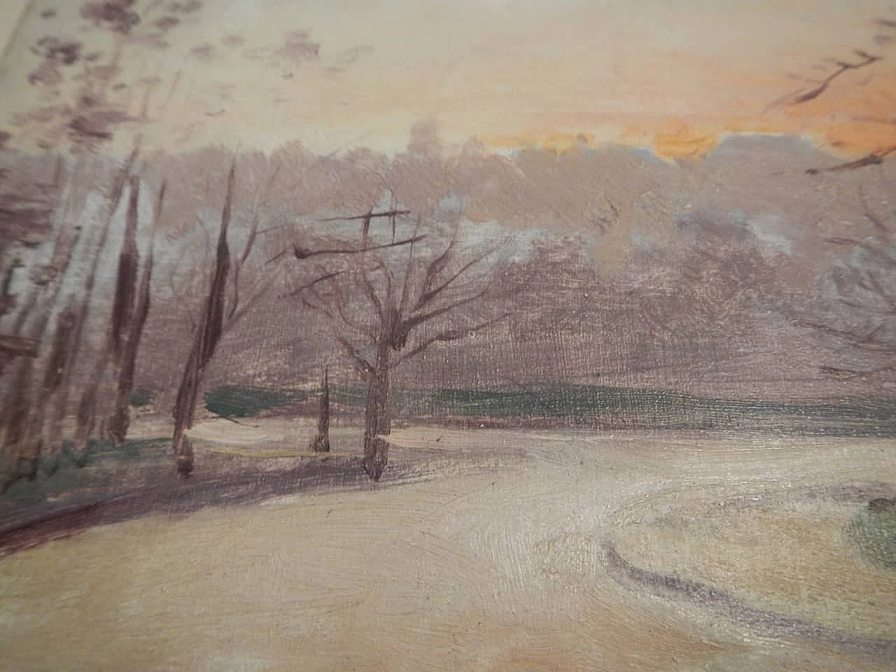 Des Champs, tramonto, dipinto su legno, inizio ‘900 7