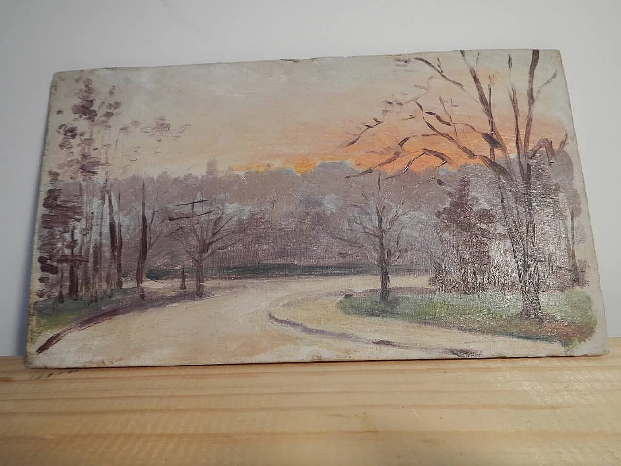 Des Champs, sunset, painting on wood, early 20th century 9