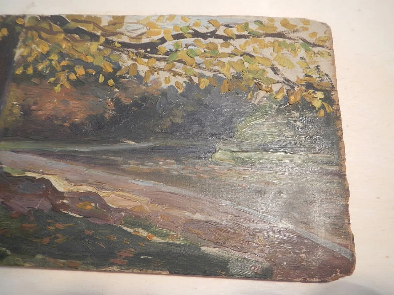 Des Champs, tree trunk, painting on wood, early 20th century 4
