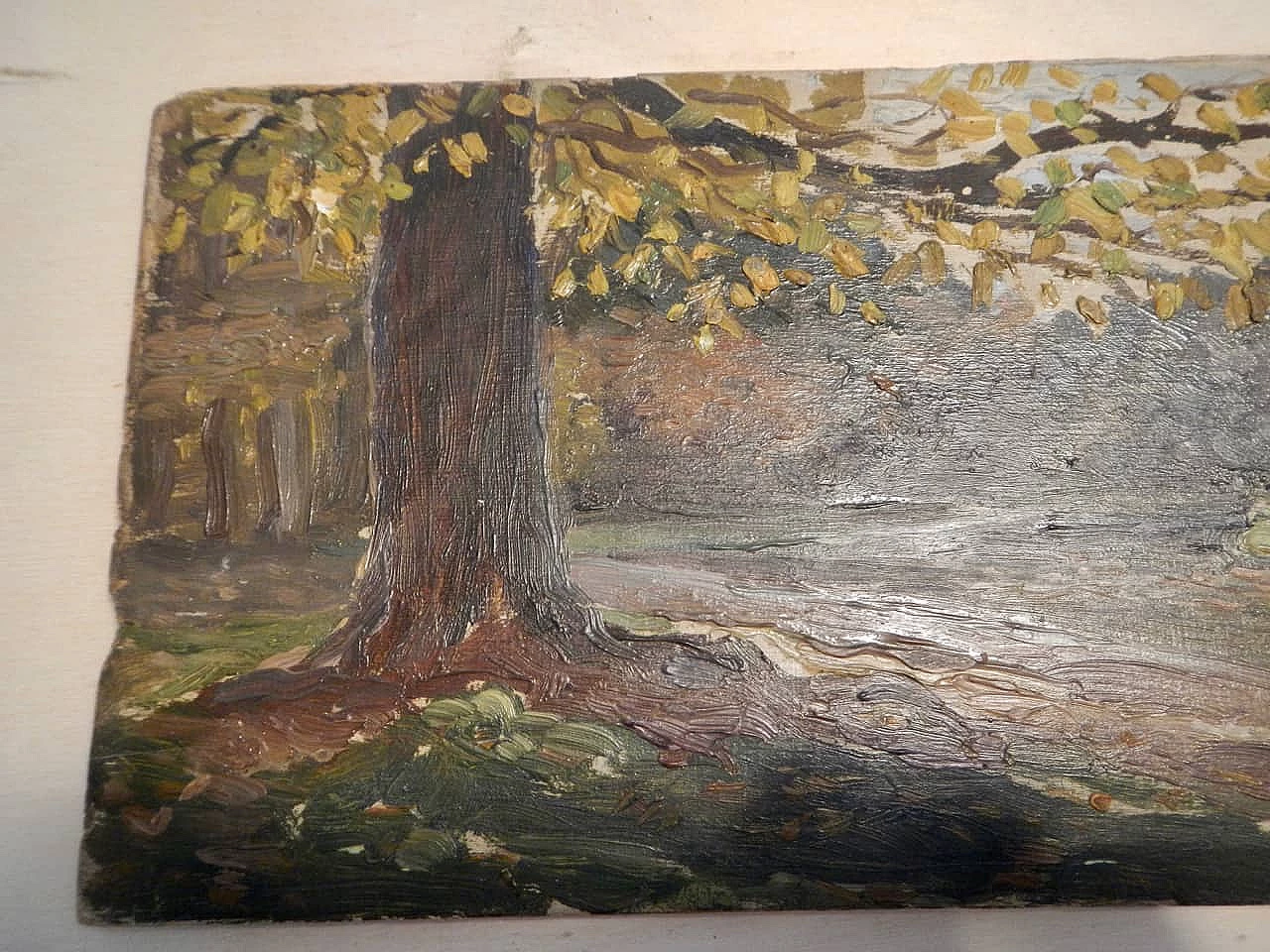 Des Champs, tree trunk, painting on wood, early 20th century 5