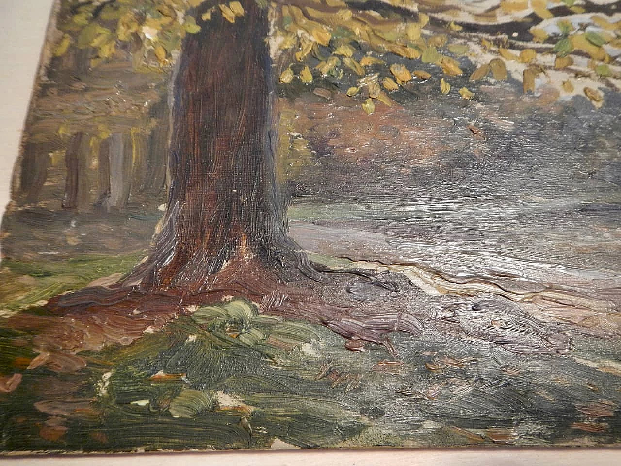 Des Champs, tree trunk, painting on wood, early 20th century 6