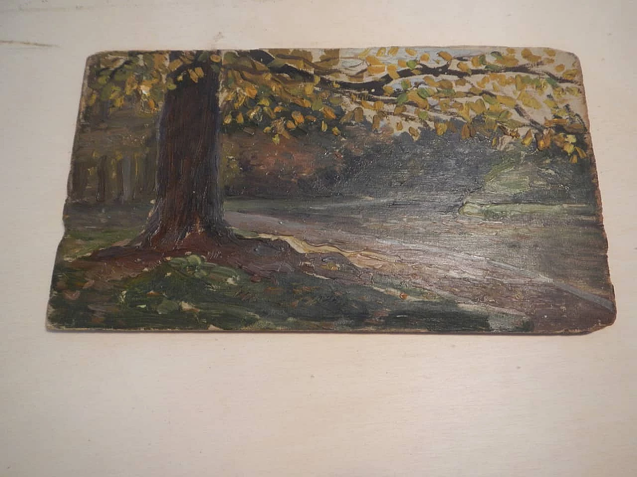 Des Champs, tree trunk, painting on wood, early 20th century 8