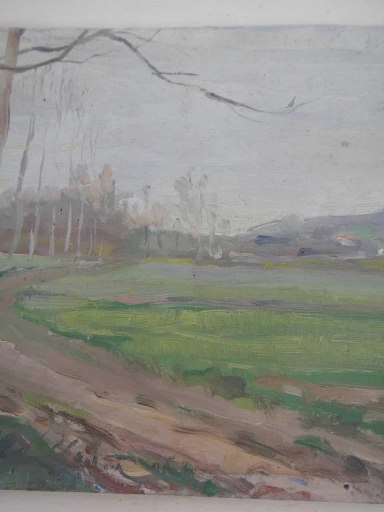 Des Champs, road, painting on wood, early 20th century 2