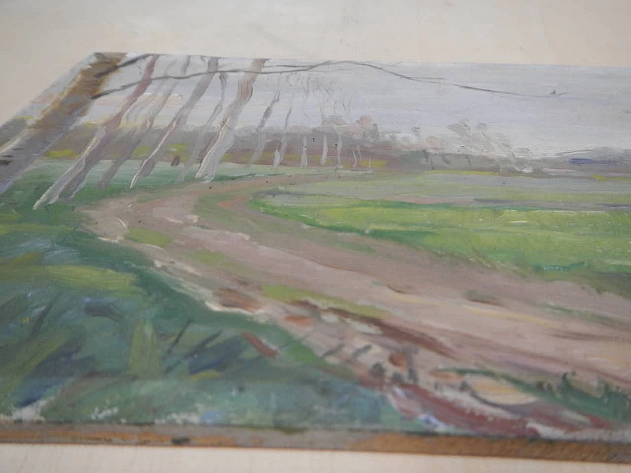 Des Champs, road, painting on wood, early 20th century 5