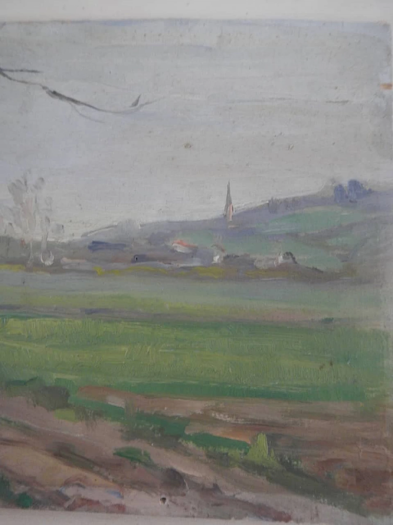 Des Champs, road, painting on wood, early 20th century 6