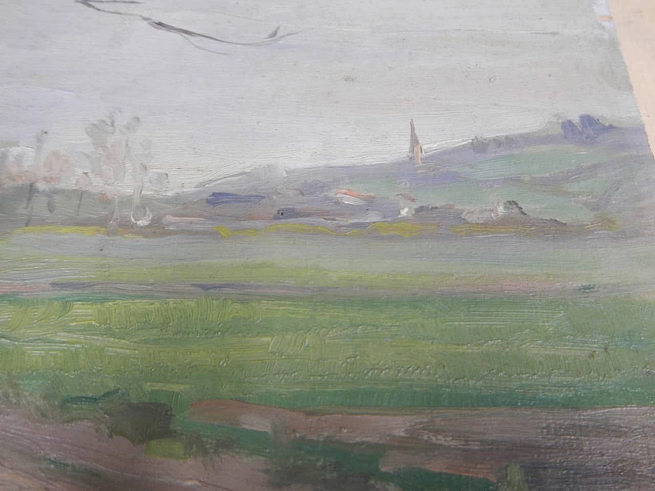 Des Champs, road, painting on wood, early 20th century 7