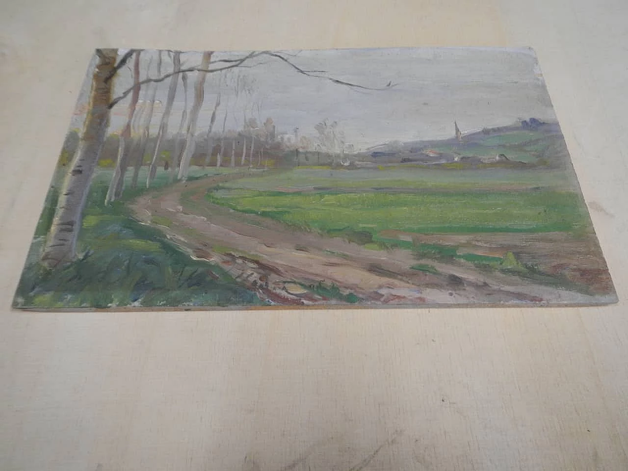 Des Champs, road, painting on wood, early 20th century 10