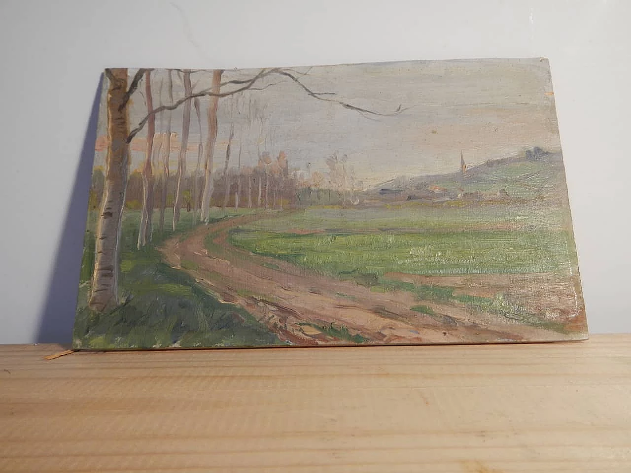 Des Champs, road, painting on wood, early 20th century 11