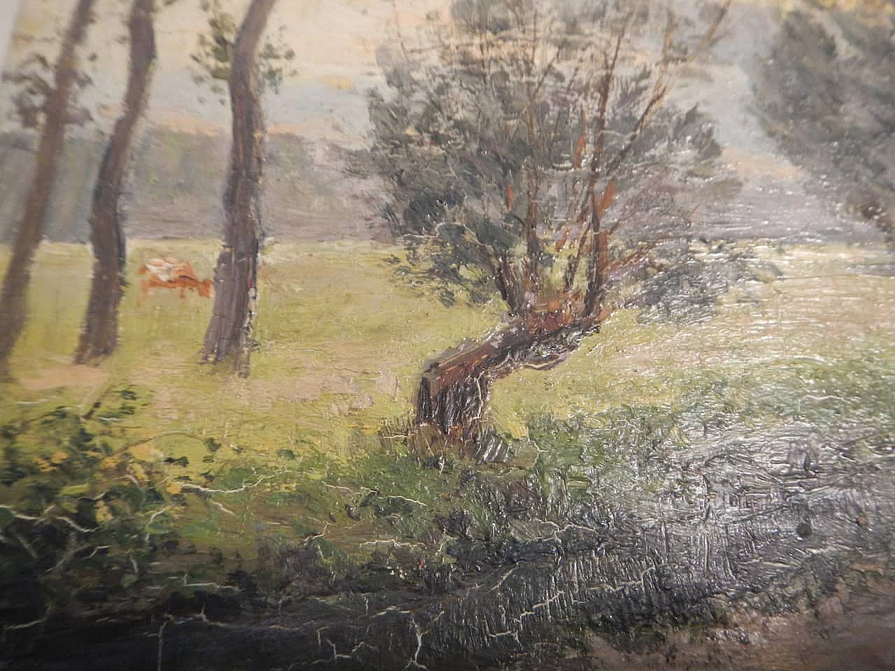 Des Champs, brook, painting on wood, early 20th century 2