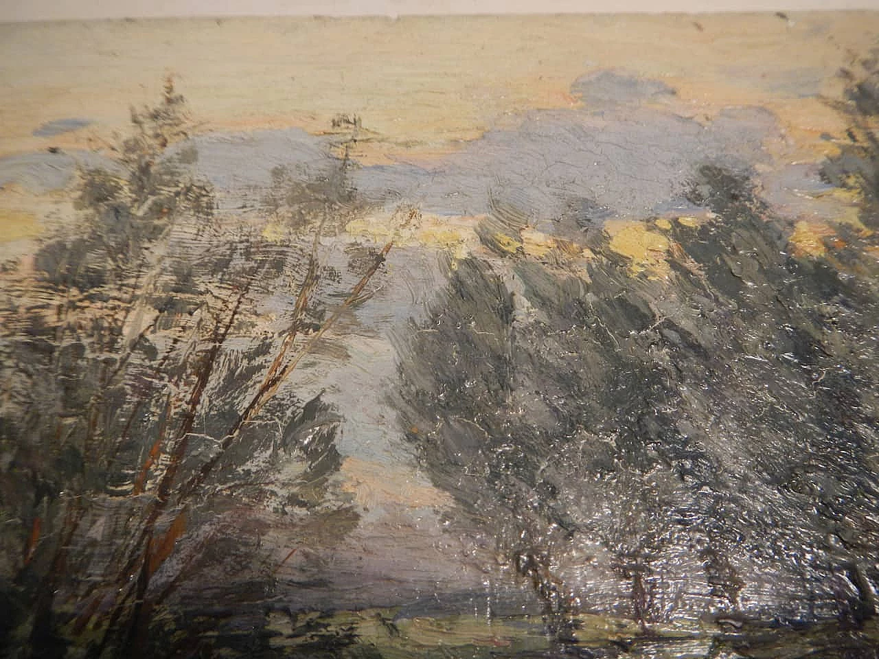 Des Champs, brook, painting on wood, early 20th century 4