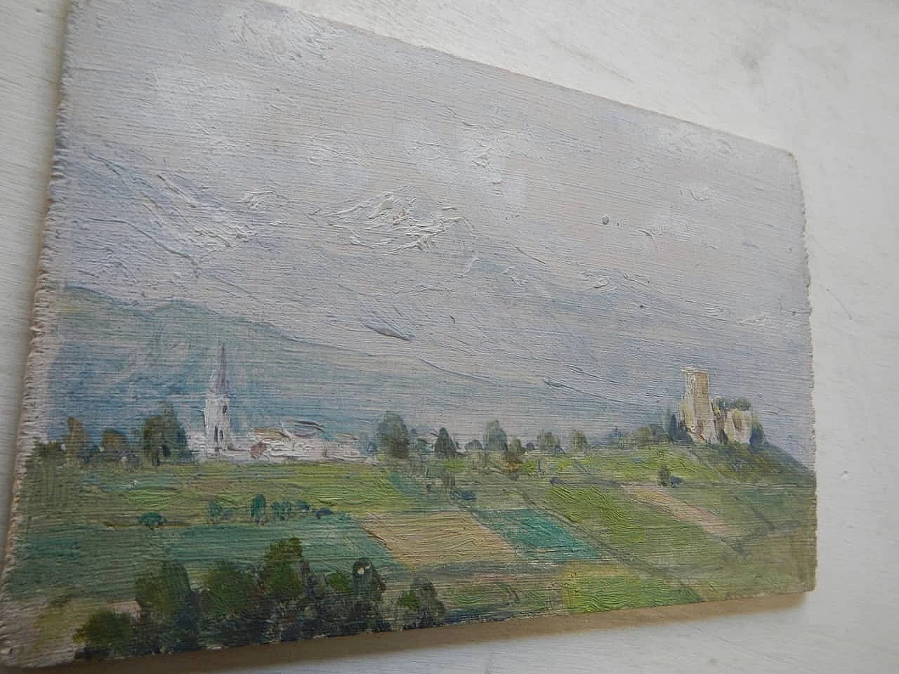 Paesaggio olio su tavola di Pirenei 5