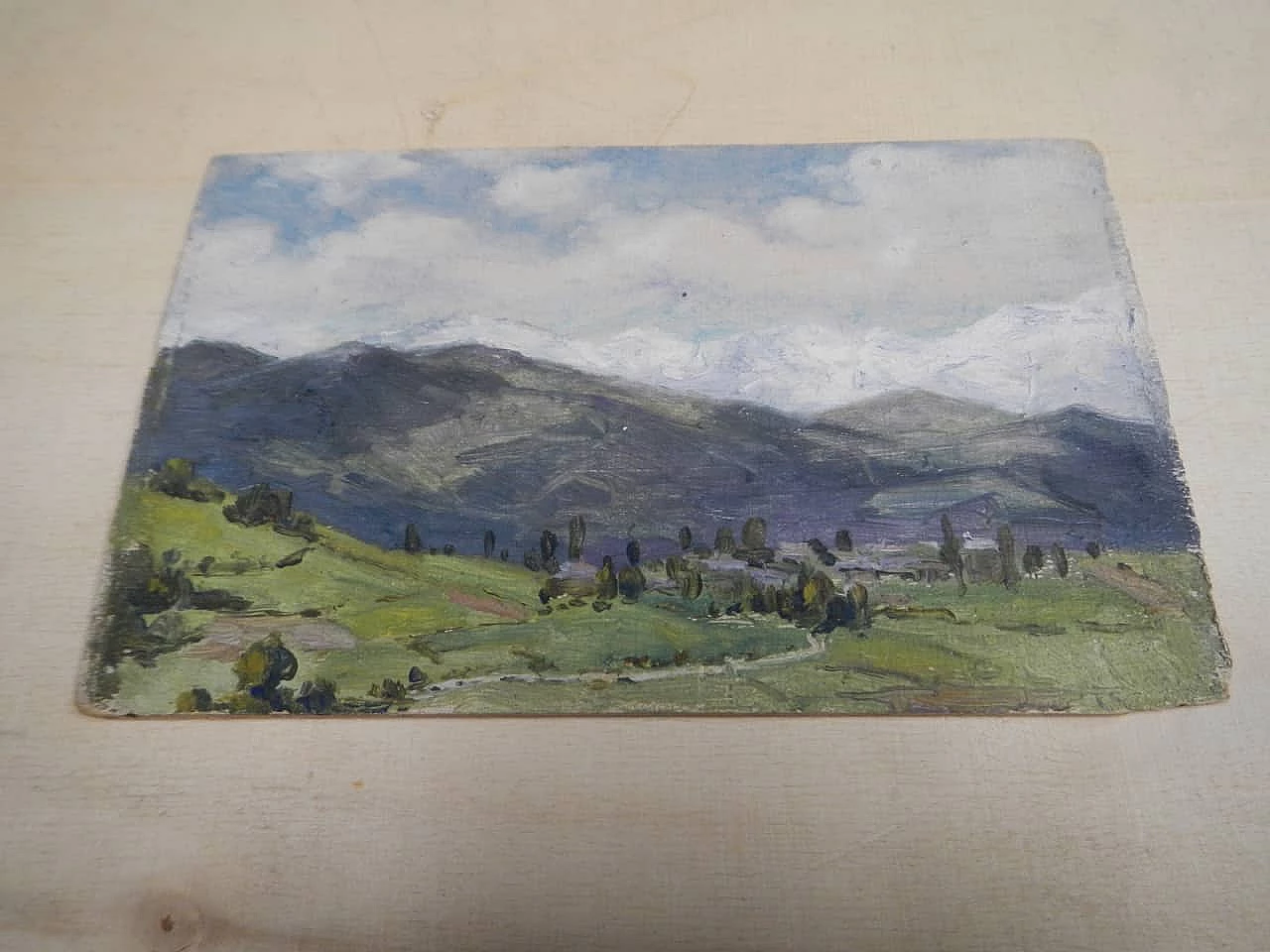 Des Champs, Pirenei, dipinto su legno, inizio ‘900 8