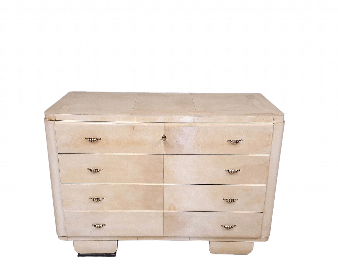 Comò rivestito in pergamena Art Decò, anni '40 10